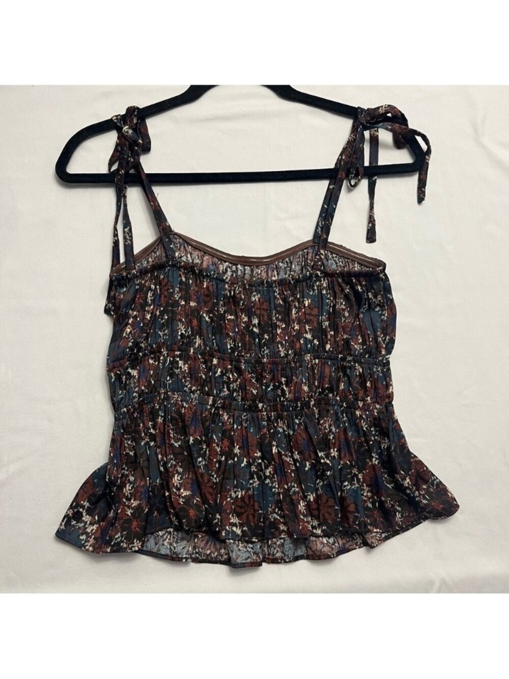 Rachel Zoe Floral Peplum Cami Tie Shoulder XS